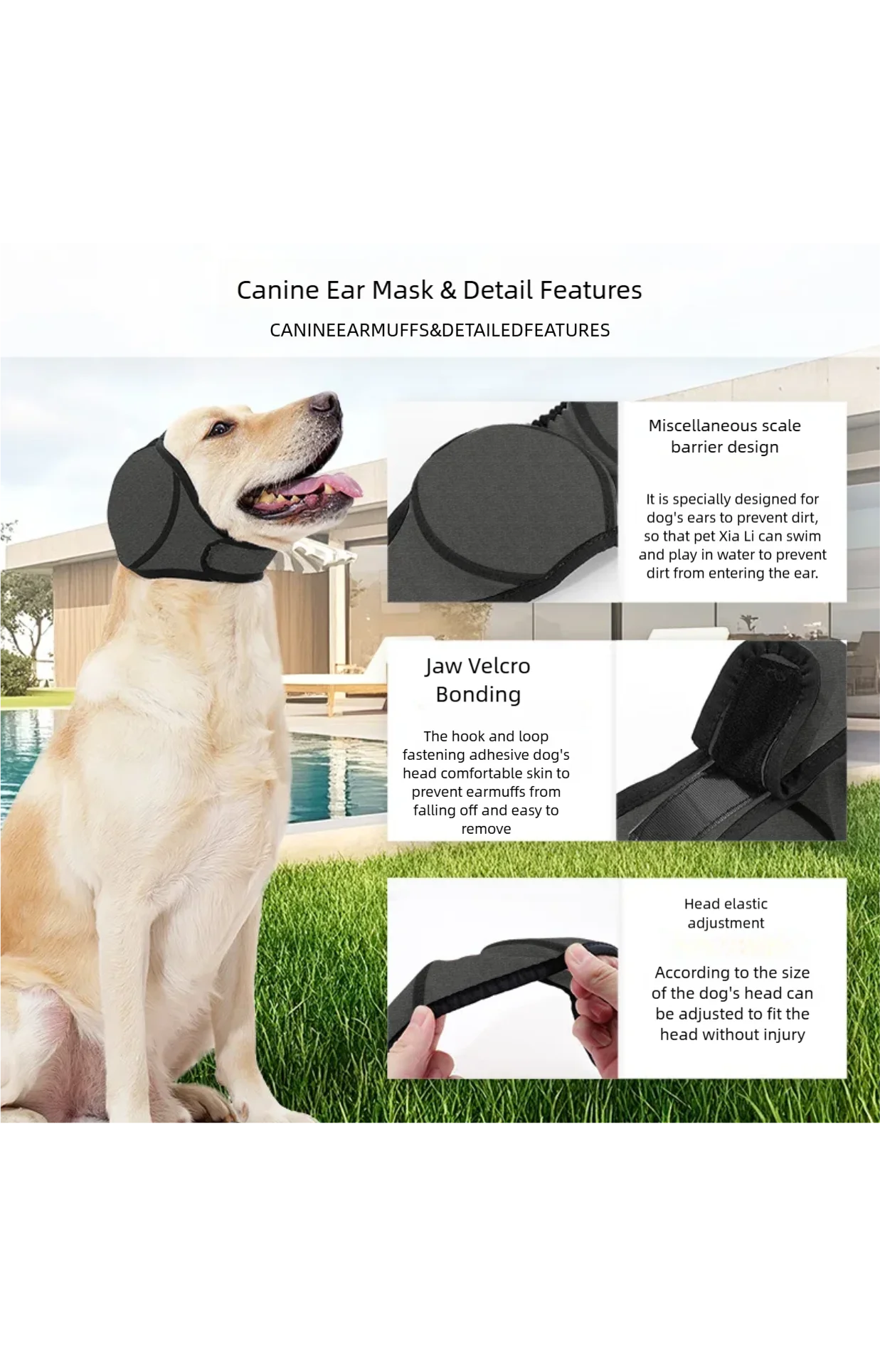 Pet Dog Earplugs for Summer Swimming Waterproof Head Cover Noise Reduction Soundproofing and Emotional Soothing Head Cover