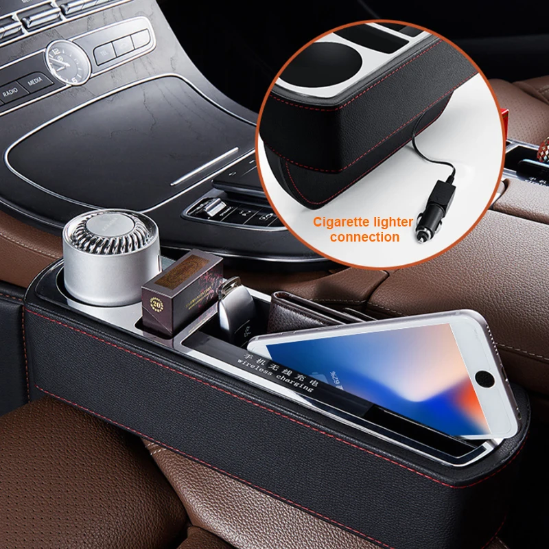 Wireless Charging Car Storage Box with Cup Holder