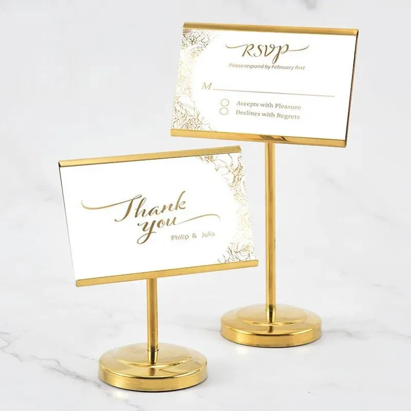 90x55mm Stainless Table Number Place Card Holder Price Label Paper Tags Metal Restaurant Menu Note Sign Holder Display Stand