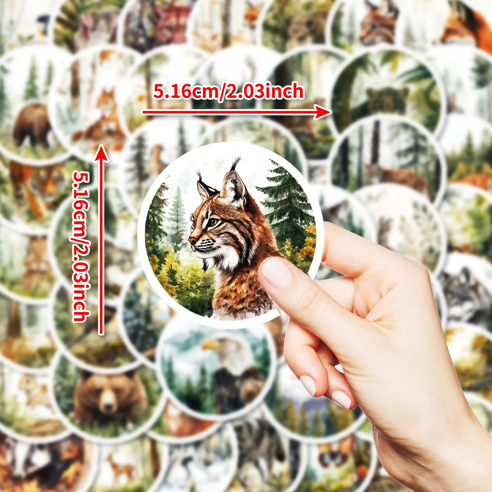 50개 빈티지 숲속 동물 스티커 미학적 아트 데칼 DIY 스크랩북킹 전화기 수하물 자동차 그래피티 장식 스티커 어린이 장난감