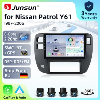 Sistema Estéreo Inteligente Junsun de 9 Pulgadas con Android 15 para Nissan Patrol Y61 1997-2005 (Volante a la Izquierda), Cámara de Visión 360°, Radio para Auto, CarPlay Inalámbrico, Voz AI, Pantalla Táctil IPS, Reproductor Multimedia Inteligente, Unidad Principal 2 Din, Navegador GPS, Mirror Link, Bluetooth, 4G, WIFI, RDS, DSP 1