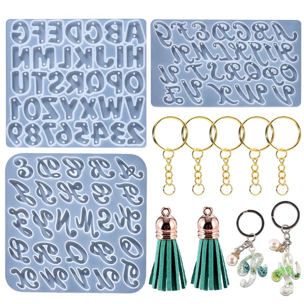 Alphabet Epoxy Resin Silicone Mold 26 English Letter Number Mould DIY Keychain Earring Pendant Epoxy Resin