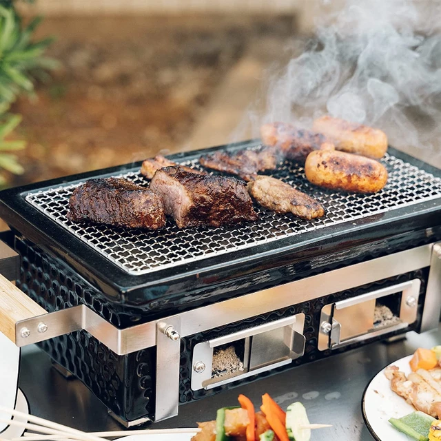 Mini barbacoa de cerámica portátil, bonita Parrilla de carbón de 350 grados  para uso doméstico - AliExpress