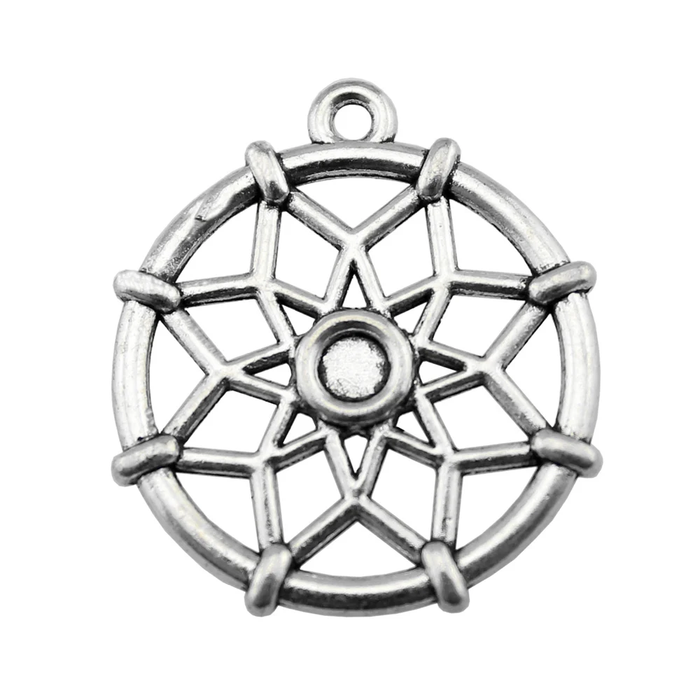 

5pcs/lot 30x27mm Dreamcatcher Charms For Jewelry Making Antique Silver Color 1.18x1.06inch