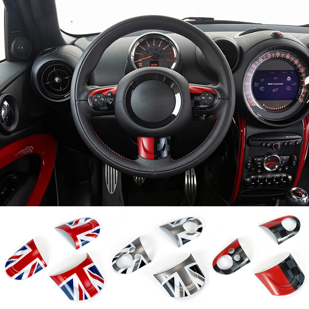 

3pcs Union Jack Car Steering Wheel Moulding Sticker Cover Decor Shell for Mini Cooper JCW Clubman R55 R56 R57 R58 R59 R60 R61