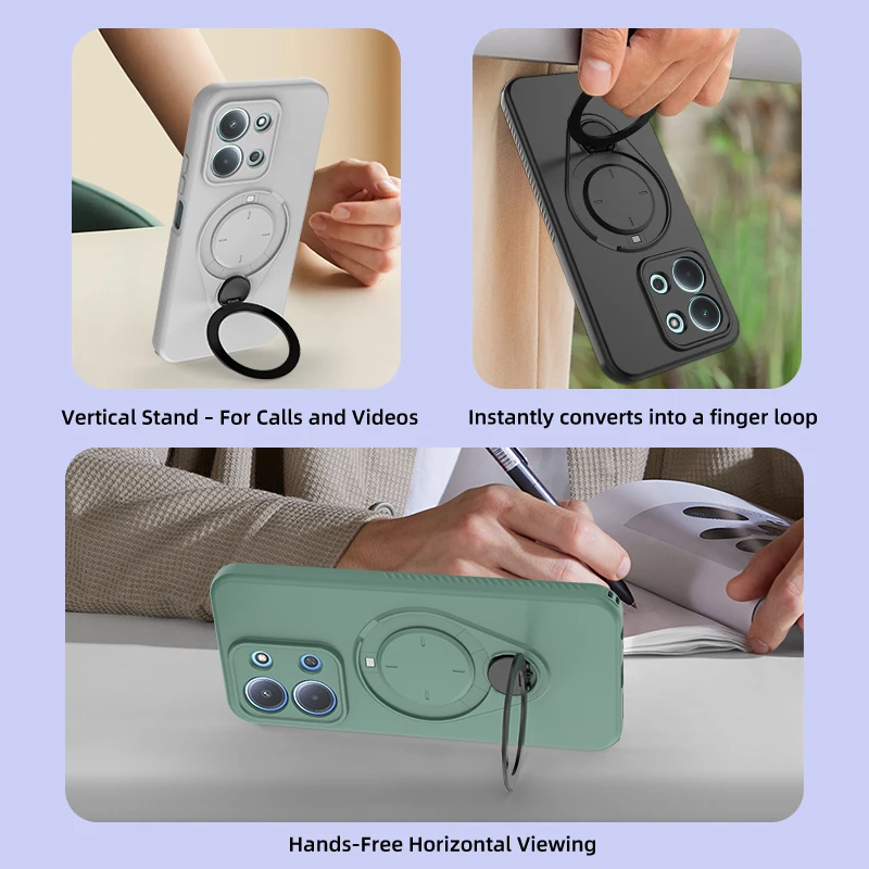 Rotating Magnetic Stand Phone Case with Wireless Charging and Shockproof Armor Protection