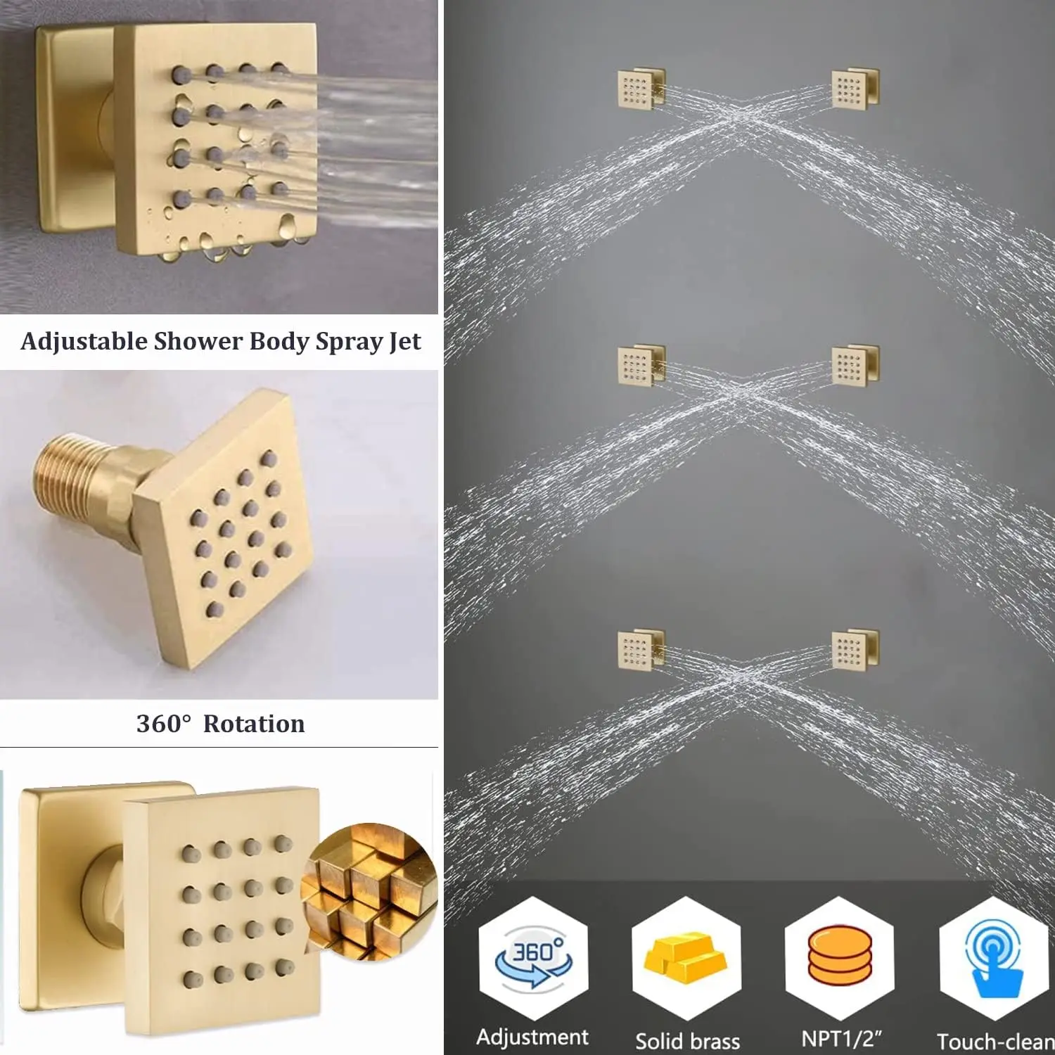 Luxury 16 X 24 Inch Full Body Shower System With Multi Function Rainfall Thermostatic Shower Faucet Set