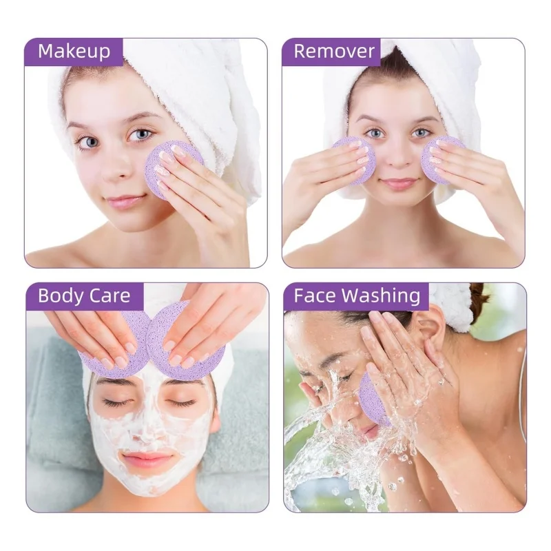 Compress Face Wash Puff Storage Box Facial Cleansing Sponge Makeup Remover Round Face Wash Sponge Skincare Beauty Tool