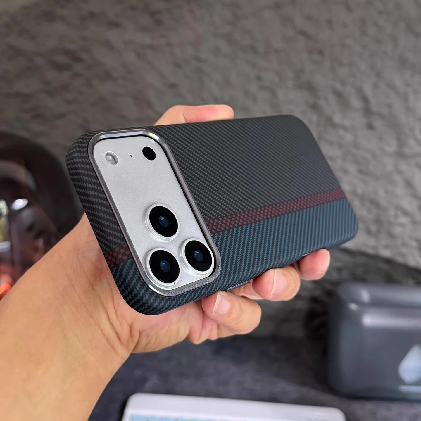 Sleek Carbon Fiber Magnetic Phone Case with Alloy Lens Protection and Wireless Charging Capability
