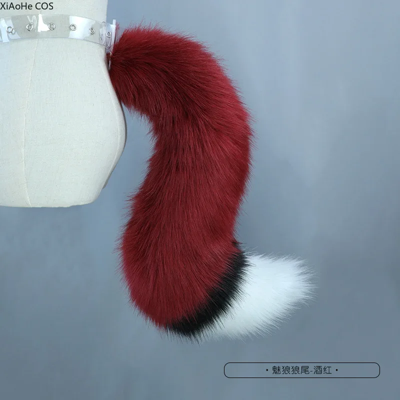 Anime COSPLAY Lolita KC LOL Fox Costume White/Red Wolf Fox Headwear Furry Jackal Ear Jackal Tail Props Cat Ear Headband Handmade animal cosplay costume