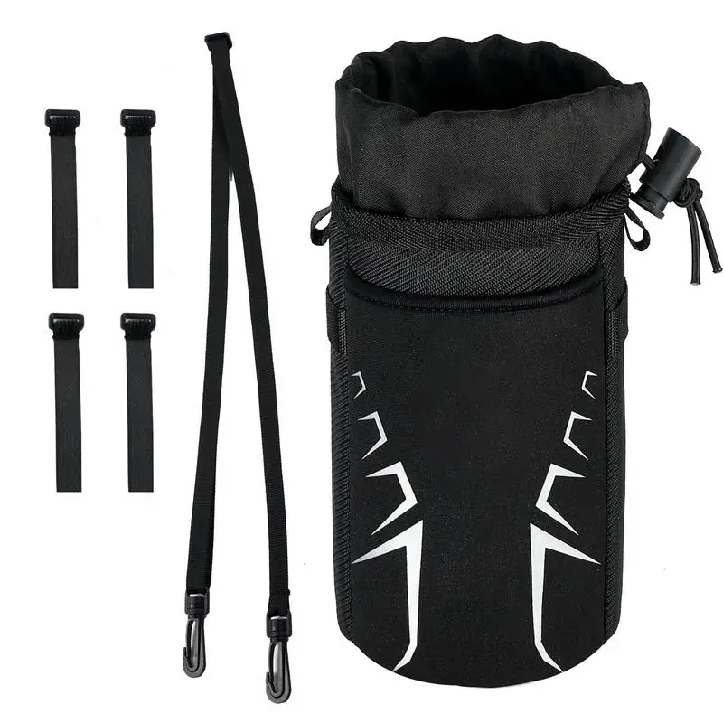 

Bike Water Bottle Holder Handlebar Frame Strap-On No Screws Water Bottle Cage Adjustable Strap-On Stem Bag For Food Storage And