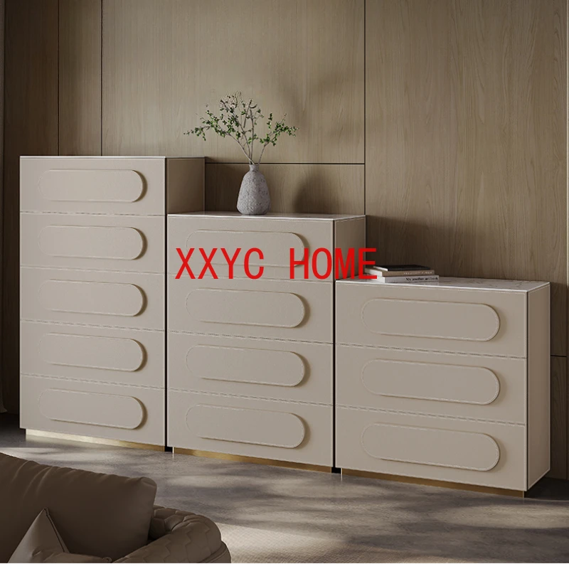 

Stone Plate Cream Style Living Room Locker Modern Bedroom Wall Five-Bucket Drawer Cabinet
