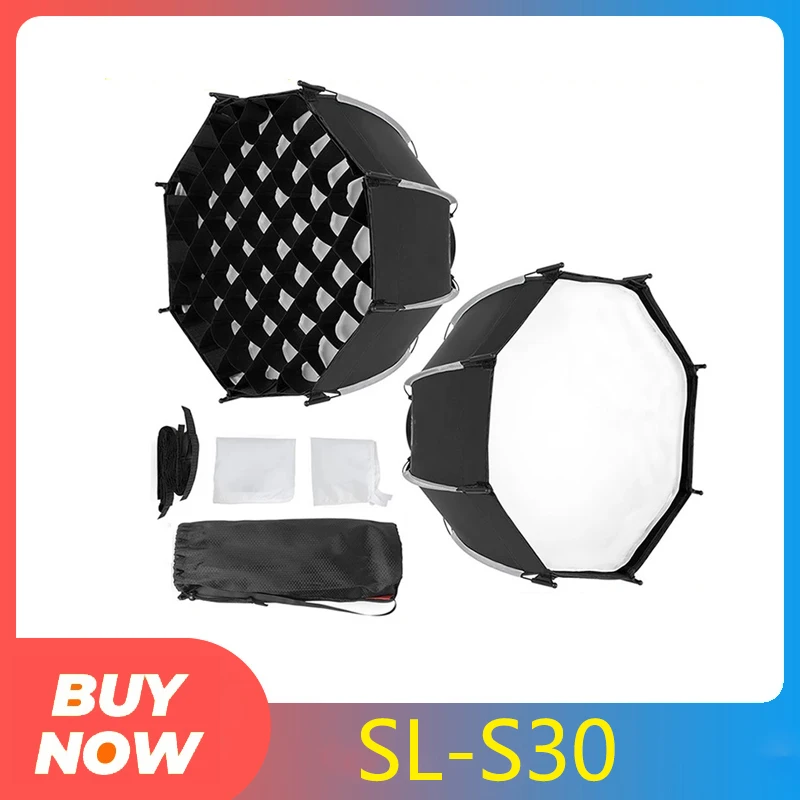 Softbox Ottagonale 30 Cm Per Mini Bowens Mount – Con Griglia A Nido D'Ape, A Sgancio Rapido Per Luce COB ZU60/M60