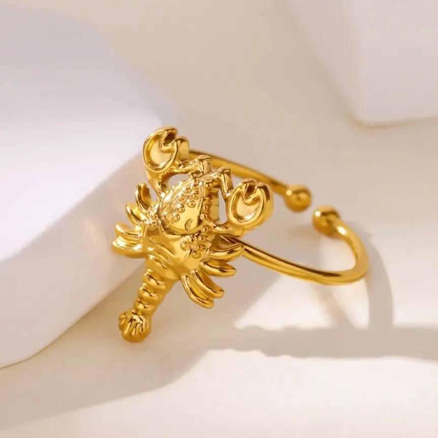 Punk Scorpion Rings For Women 18K Gold Plated Stainless Steel