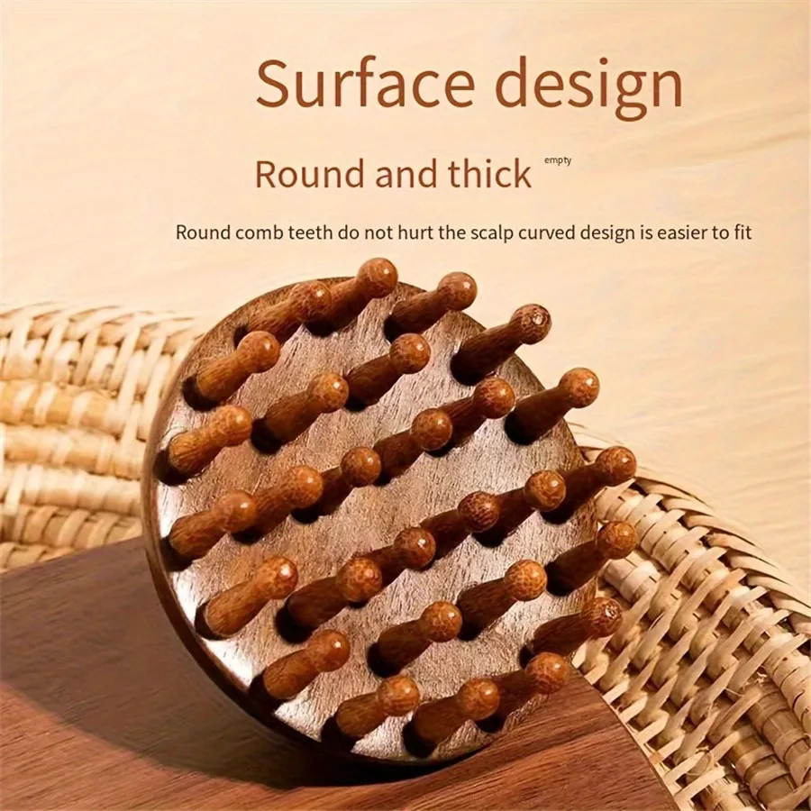 Ergonomic Mahogany Scalp Massager - Handheld Full Body Relaxation Tool With Unique Rounded Design For Relax_voghion.com