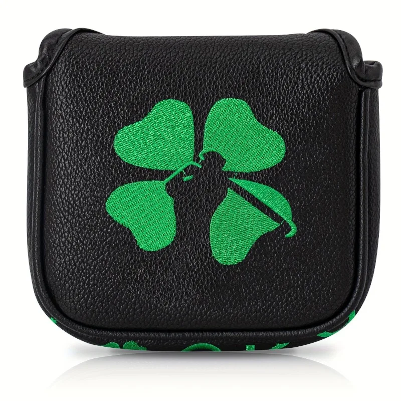 Clover Golf Putter Cover - Durable, Dustproof, Scratch-Resistant in White/Black