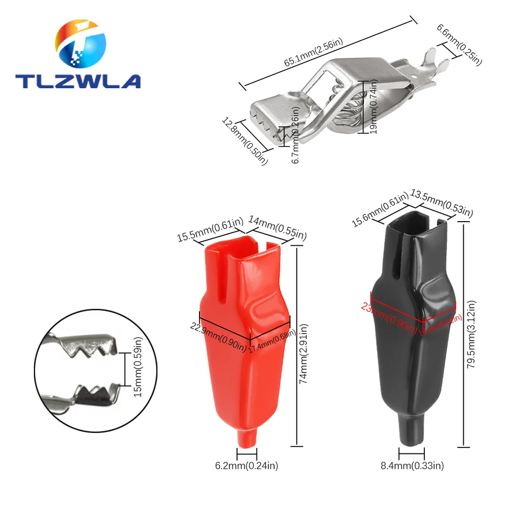 20A Alligator Clips Experiment Spring Clamp 70mm Full Sheath Crocodile Clips For Electrical Jumper Wire Test Clip 2PCS