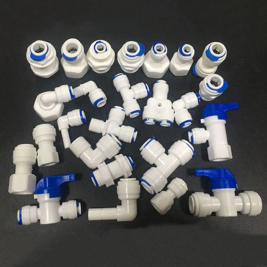 Water Purifier Accessories 1/4" 3/8" OD Hose to 1/4" 3/8" 1/2" Aquarium Quick Fitting RO Water Pipe Coupling