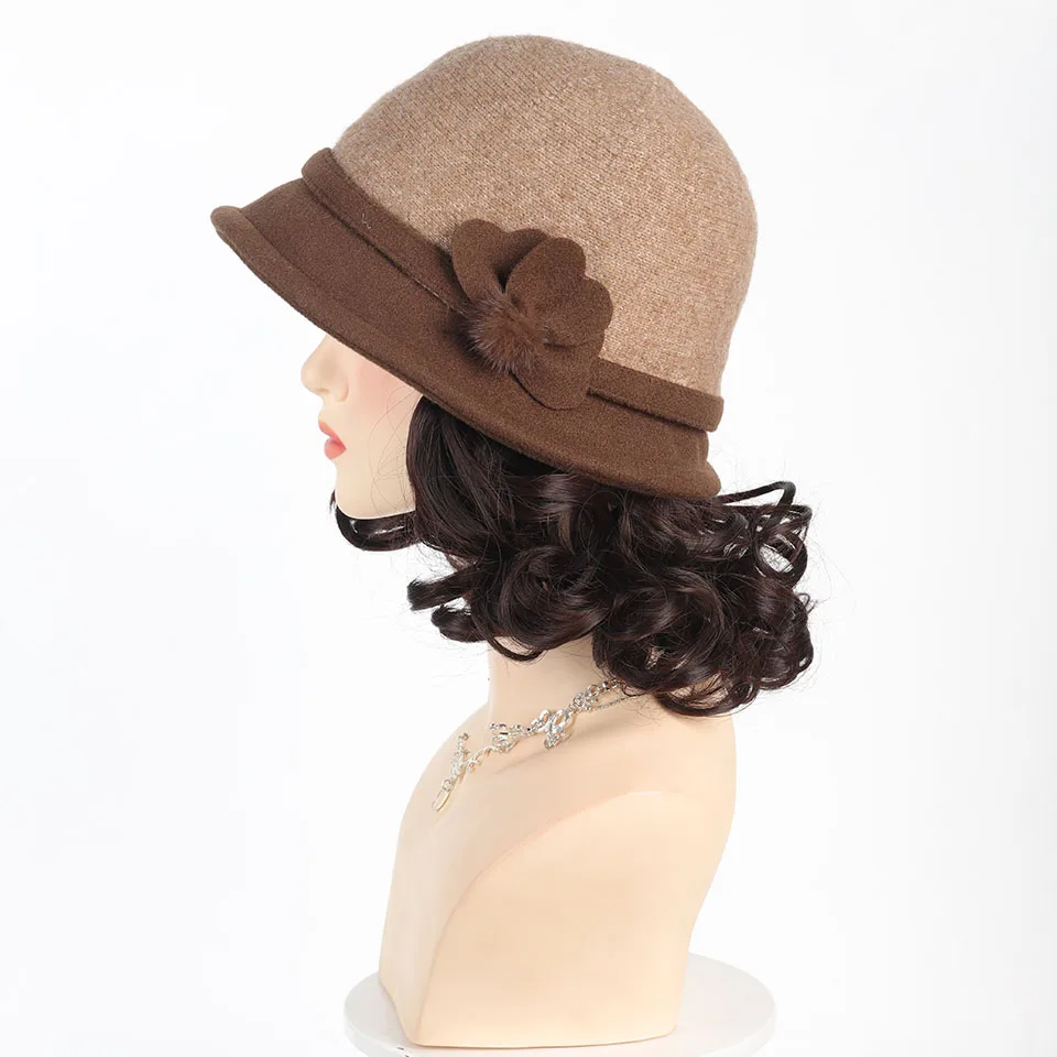 Synthetic Woolen Fisherman Hat Wig for Autumn Winter