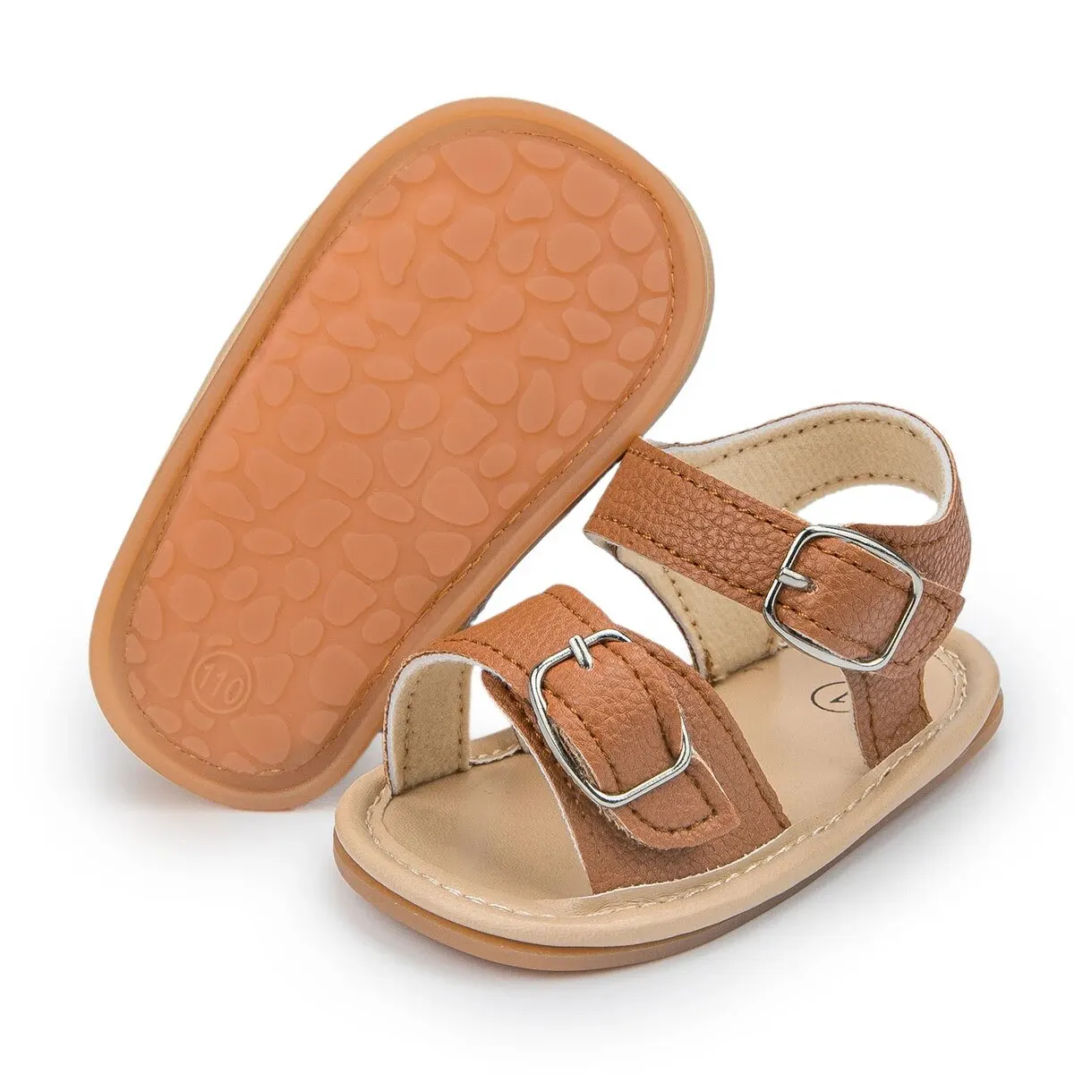 Meckior Summer Boys Girls Beach Sandals Baby Shoes PU Iron Clasp Baby Boy Girl Sandals Rubber Bottom Anti-slip 0-18M