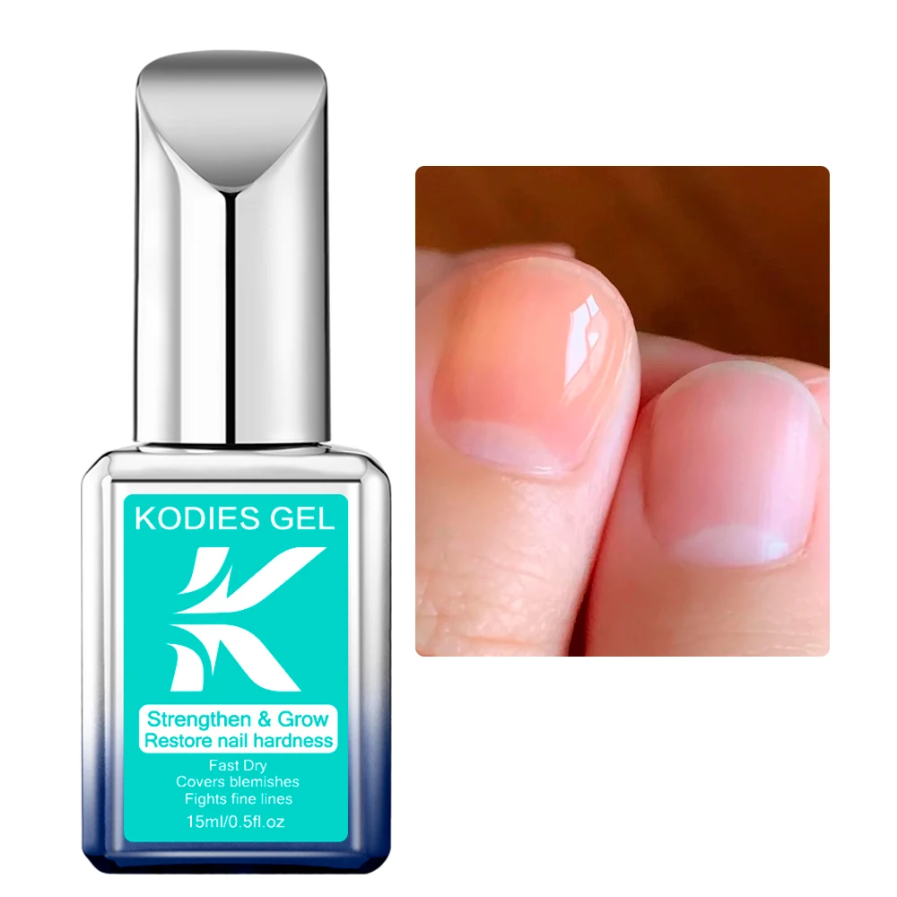 Nail Strengthener KODIES GEL Growth Restore Hardener Clear Nail Polish Base Coat Fast Dry 15ML Strong Repair Art Treatment