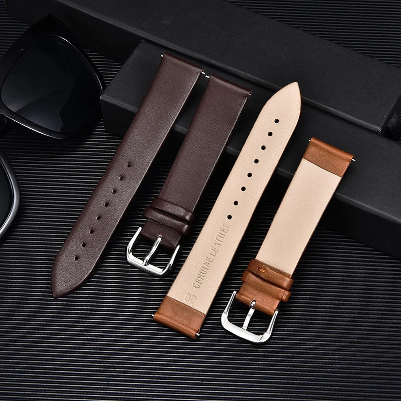 Premium Calfskin Leather Waterproof Watch Strap - Ultra Thin, Soft, Green Blue Bracelet