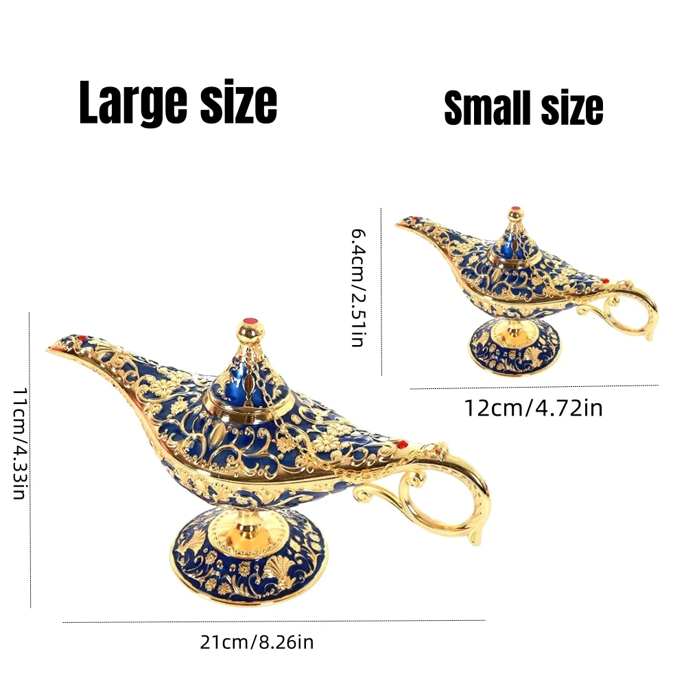 Large/small size Genie Magic Lamp Aladdin European Ornament Vintage Home Russian Ing Lamp Metal Decoration Crafts Home Decora