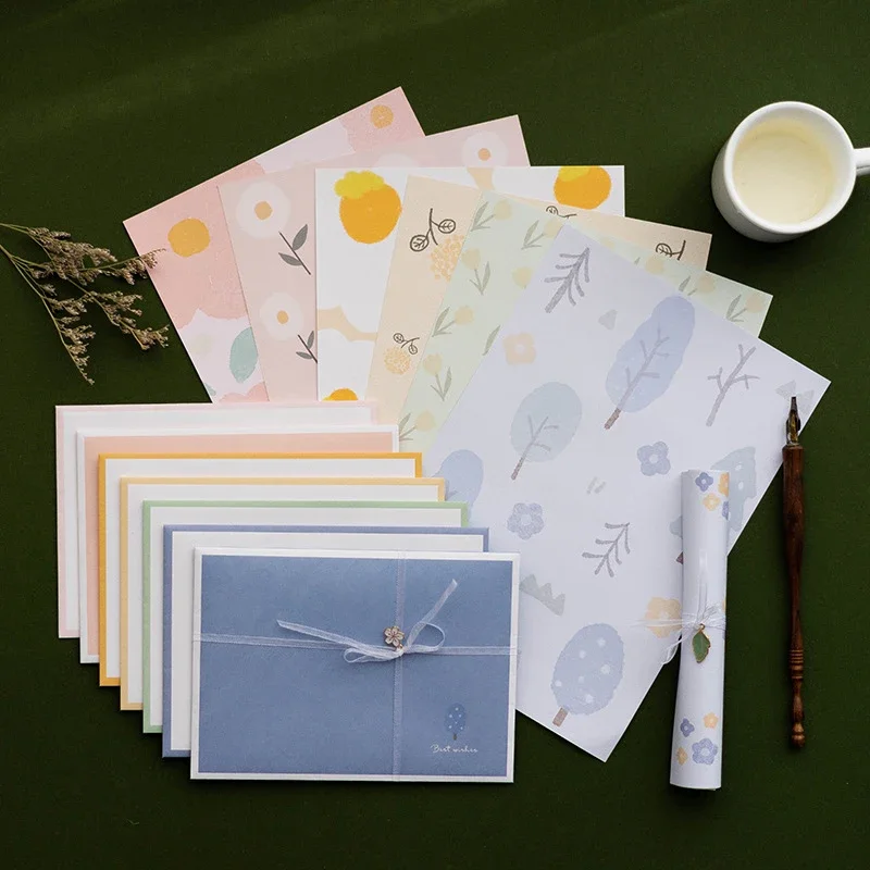 

Romantic Little Fresh Floral Envelopes Letter Pads Set DIY Wedding Party Invitation Art Confession Love Letter Korean Stationery