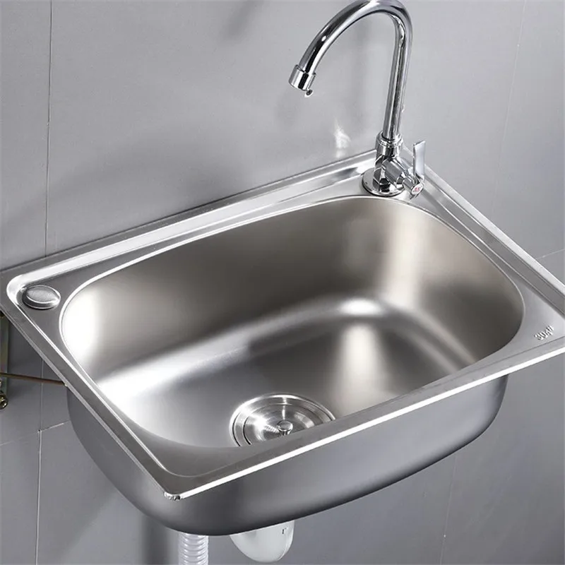 Stainless steel wall mounted sink,small single sink,kitchen simple vegetable washing basin,sink,single sink with support bracket