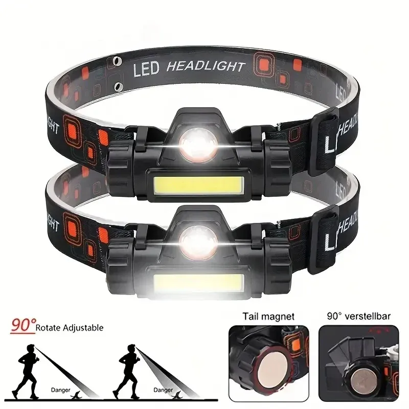 USB Rechargeable Portable Mini Powerful LED Headlamp Fishing XPE+COB Hunting Headlight Waterproof Super Bright Hunting Headlamp