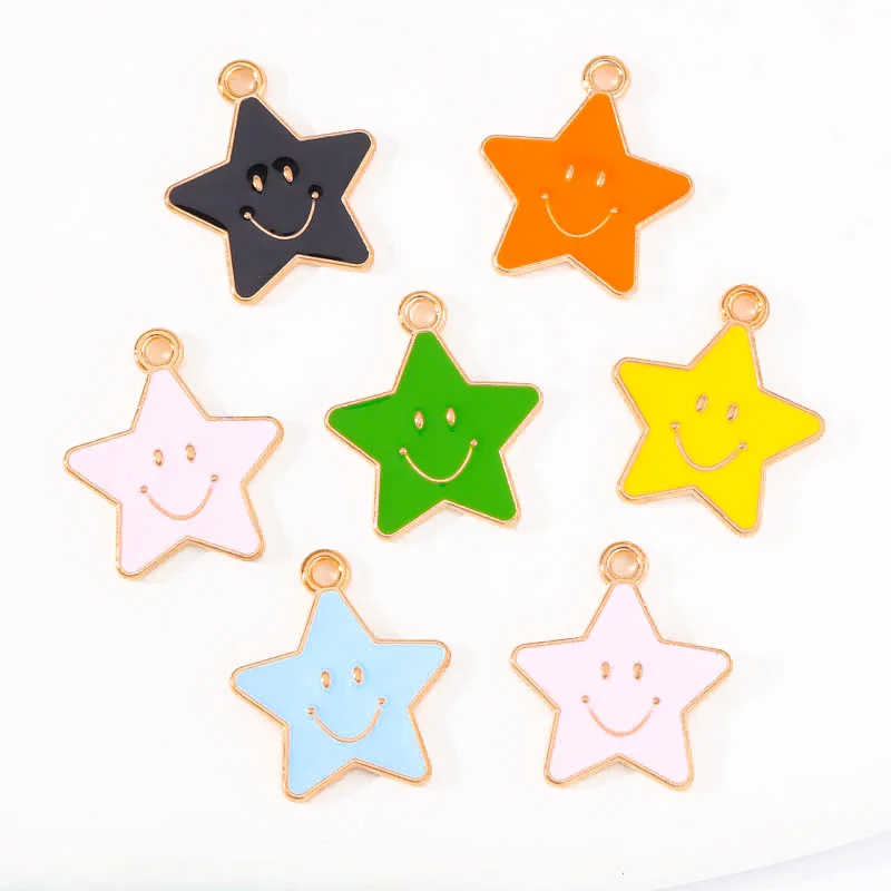 

20pcs 17*20mm Enamel Star Pendant Jewelry DIY Bracelet Handmade Earring Necklace Phone Chain Bead Accessories Charms For Jewelry