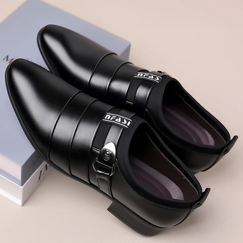Classic Leather Shoes for Men Slip on Pointed Toe Oxfords Formal Wedding Party Office Business Casual Dress Shoes for Male2023 2