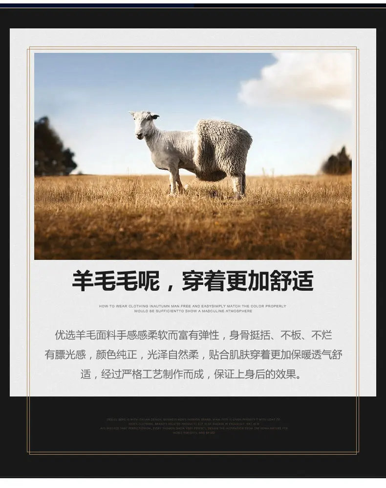 Description Picture 5 of item2023 Winter Men Elegant Cashmere Wool Blend Basic Coat Black Gray Plaid Ovecoat With Thicken Quilted Puff Detachable lining Wear