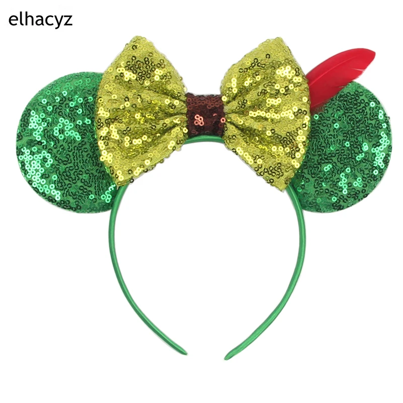 1PC Chic Glitter Bow Mouse Ears Headband Women Fashion Bunny Ears Sequin Bow Hair Band Girls Hair Accessories 2024 New Headbands