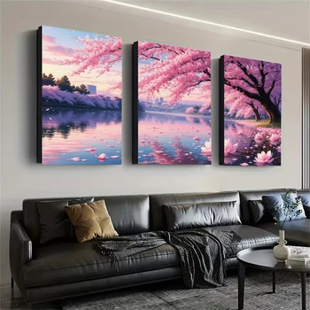 Pink Tree Diamond Triptycht 1
