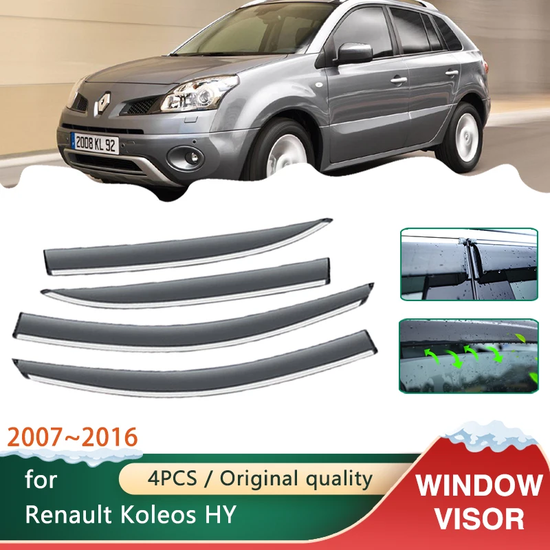 4X Visiere Per Finestrini Laterali Dell'Auto Per Renault Koleos Hy Samsung Qm5 2007 ~ 2016 Accessori Tende Da Sole Sole Pioggia Fumo Sfumature Protezi