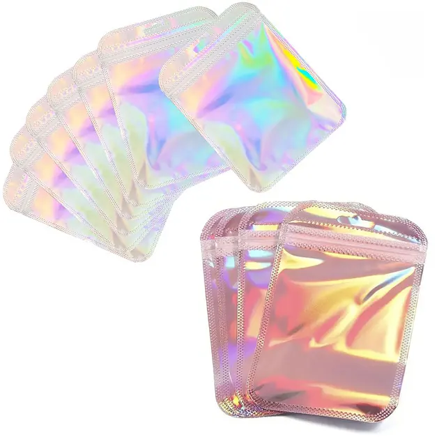 Sacs à fermeture éclair Laser irisé, pochettes OPP refermables pour bijoux, emballage cadeau et emballage de vente au détail, 20/30/50 pièces 2