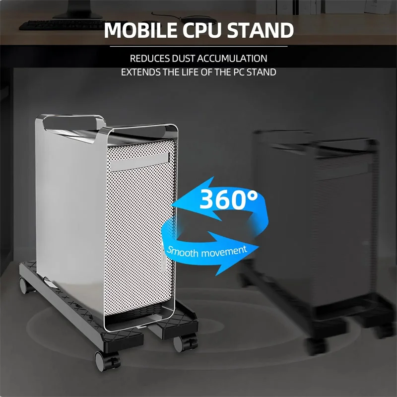 Computer Stand Mobile PC Tower Adjustable Shelf CPU Holder