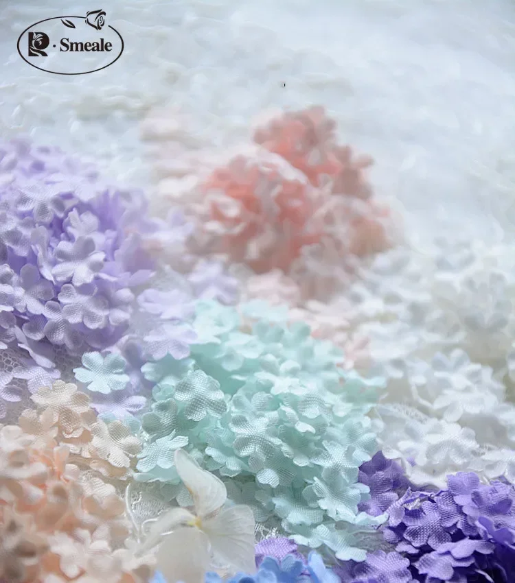 200PCS 직경 0.9CM 미니 꽃 인형 결혼식 수제 재료 신부 머리 장식 액세서리 꽃잎 장식 꽃