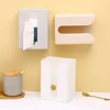 Wall-mounted Tissue Box Napkin Holders Self-adhesive Paper Towel Case Punch Free Removable Paper Box Space-saving Waterproof 4