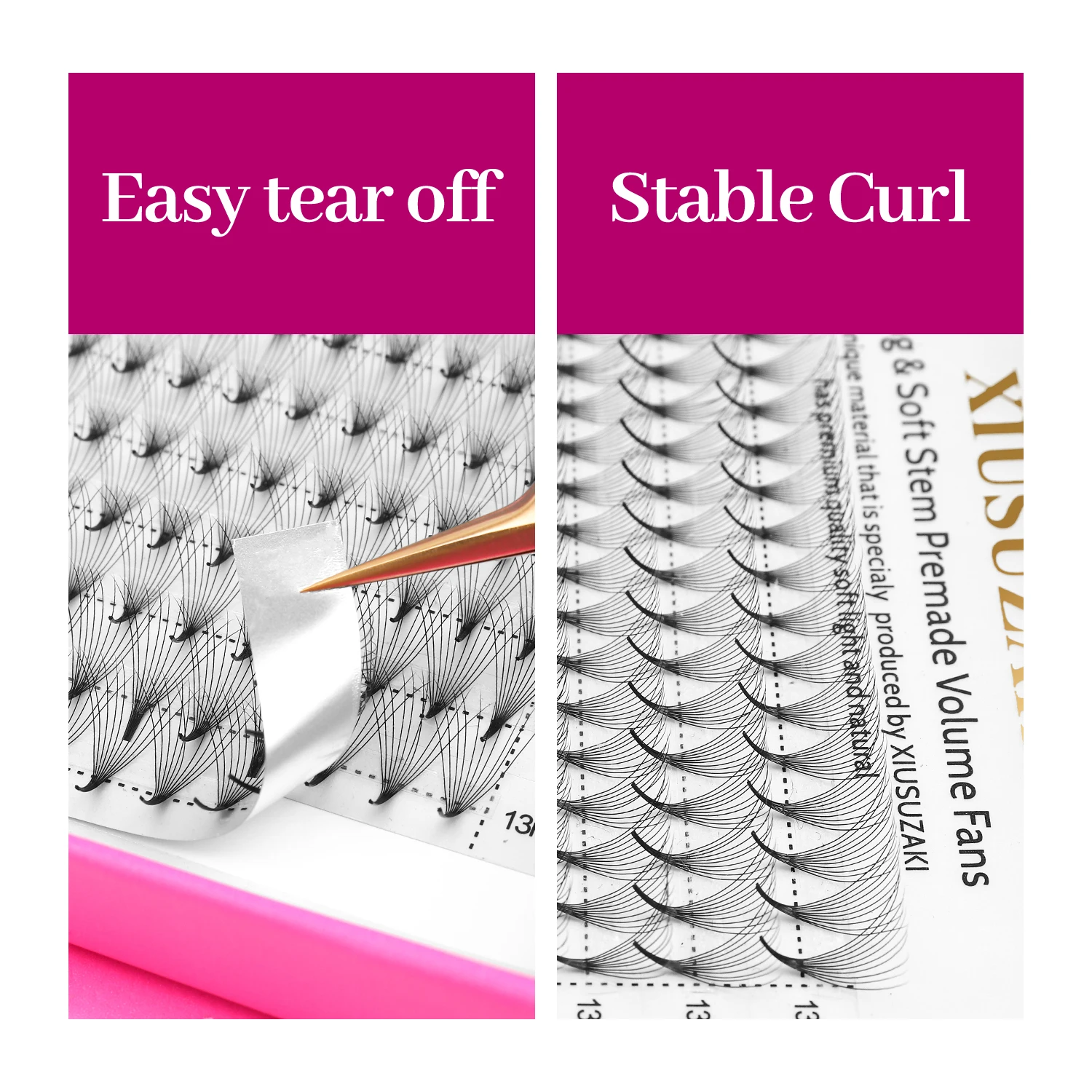 Description Picture 3 of itemXIUSUZAKI 16 Rows Premade Volume Fans Eyelashes Extension 9D 10D 12D 14D 16D Thin Pointy Base Russian Volume Fans False Lashes