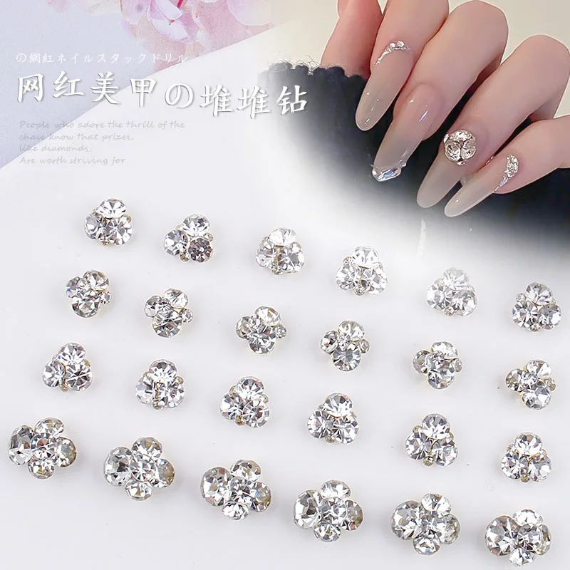 10Pcs 3D Shiny Pile Drills Nail Gem Rhinestones White Glitter Luxury Crystal Diamonds Nail Art Decorations DIY Jewelry Manicure 2