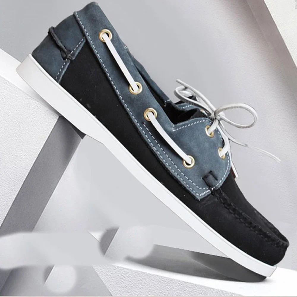 Men's Genuine Suede Leather Driving Shoes leather shoes men loafers Docksides Classic Boat Shoes Fashion Design Flats Loafers For Men Women Wine Red