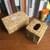 Tissue Box Holder Handmade Handwoven Water Hyacinth Tissue Box Holder Rustic Boho Natural Fiber Napkin Dispenser Set 1
