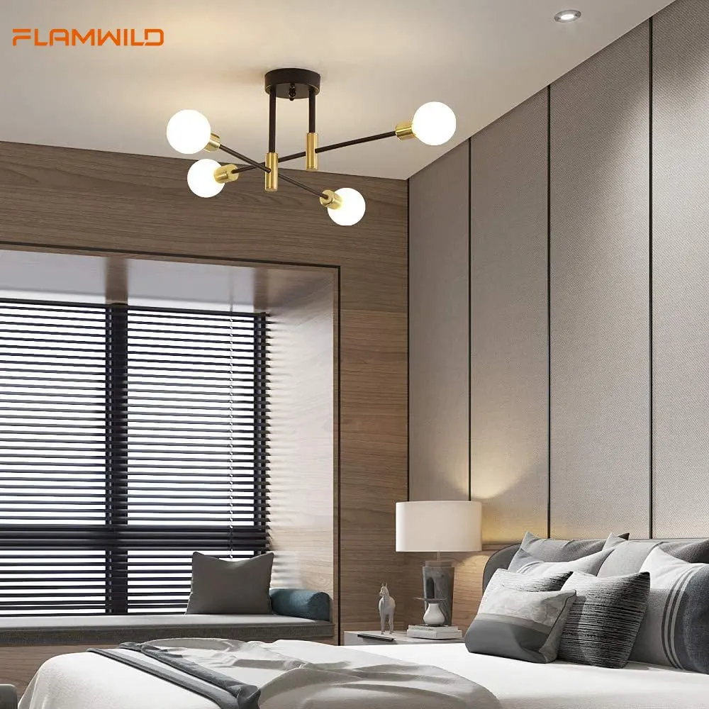 Modern Chandeliers Industrial Semi Flush Mount Fixture for Kitchen Dining Bedroom Living Room light Decoration