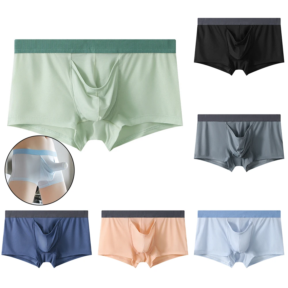 

Mens Smooth Boyshort Bikini Hombre Lingerie Underwear Bullet Separation Open Ball Pouch Breathable Comfort Sport Boxer Shorts