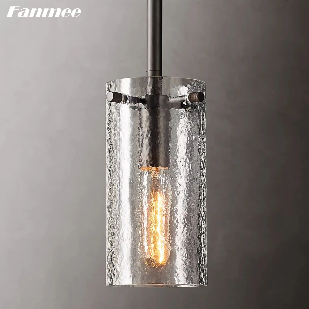 

Charleroi Pendant Home Bedside Hanging Lamp Modern Clear Textured Glass Chandelier Lighting Luxury Cylinder Lustre for Kitchen