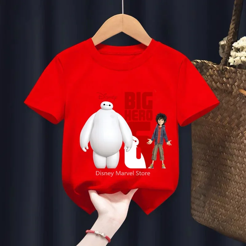 2024 Summer Disney Big Hero 6 T Shirt Kids Boys Girls Short Sleeve Tee Shirt Kids Clothes T-shirts Children Baymax 4