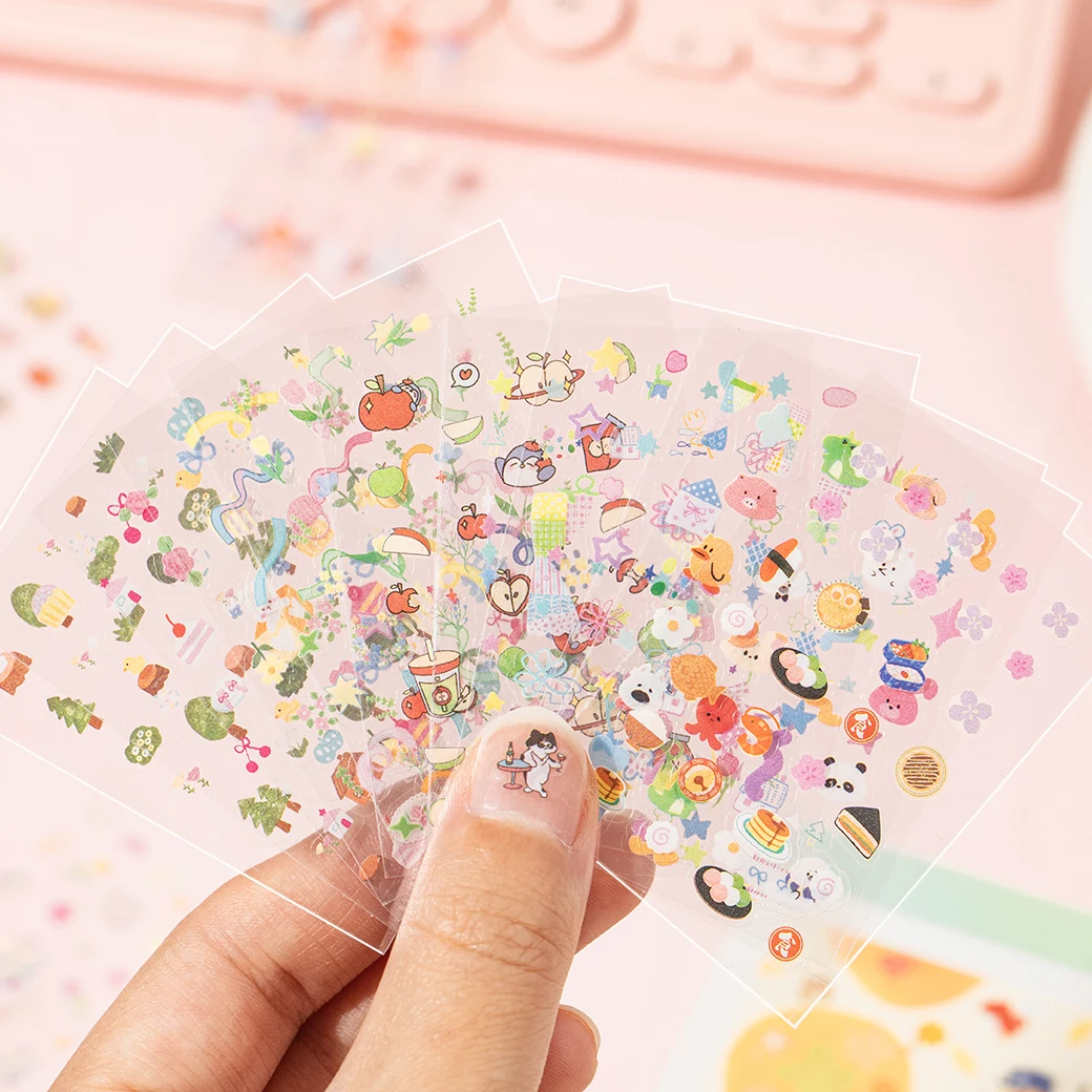 30 시트/책 DIY Scrapbooking 저널 전화 케이스 노트북 장식 네일 아트 워터 데칼에 대한 미니 귀여운 네일 스티커