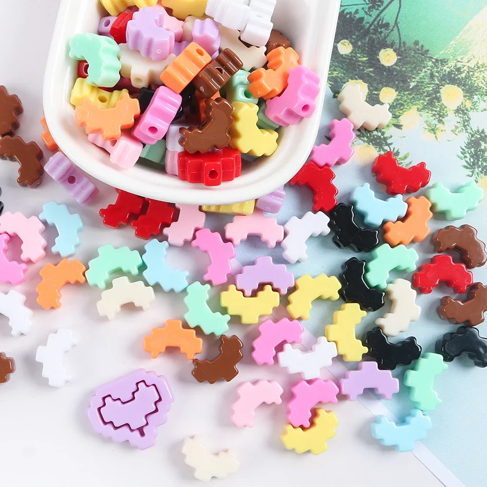 도파민 컬러 픽셀 시리즈 러브 하트 세트 비즈, 쥬얼리 제작 DIY 장식, 자동차 장식, 휴대폰 줄, 키체인 액세서리